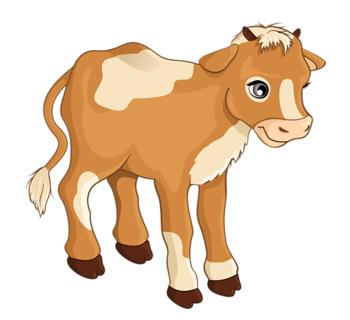 Телятко,  кабан,  півник,  качур та вовки