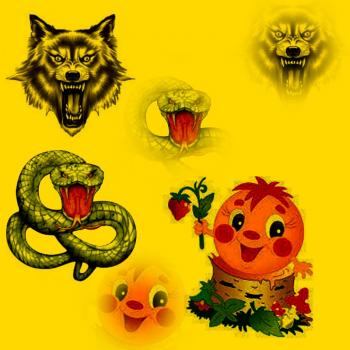 Вовк,  Змія,  Колобок