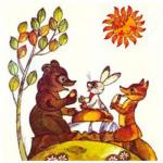 Лісом біг весною зайчик