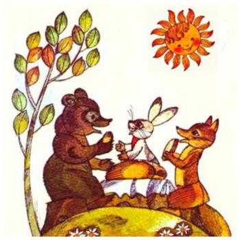 Лісом біг весною зайчик