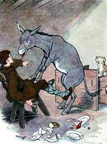 Господар, песик та осел