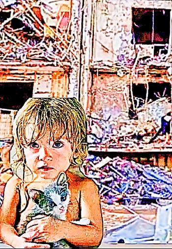 Маленьке кошенятко не знає, що вiйна...