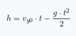 Формули. Рух тіла,  кинутого під кутом до горизонту. Висота підйому