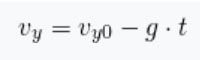 Формули. Рух тіла,  кинутого під кутом до горизонту. Швидкість по вертикалі