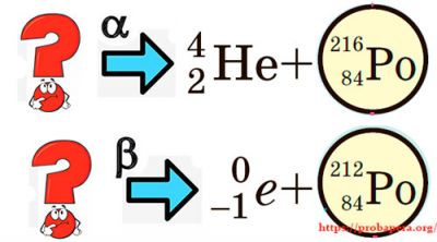 Задача. Маємо дві реакції &alpha;- та &beta;-розпаду