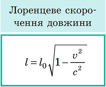 Лоренцеве скорочення довжини. Формула